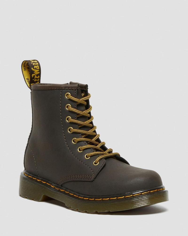 Dr Martens Junior 1460 Wildhorse Læder Snørestøvler Børn Mørkebrune | DK 690NWY